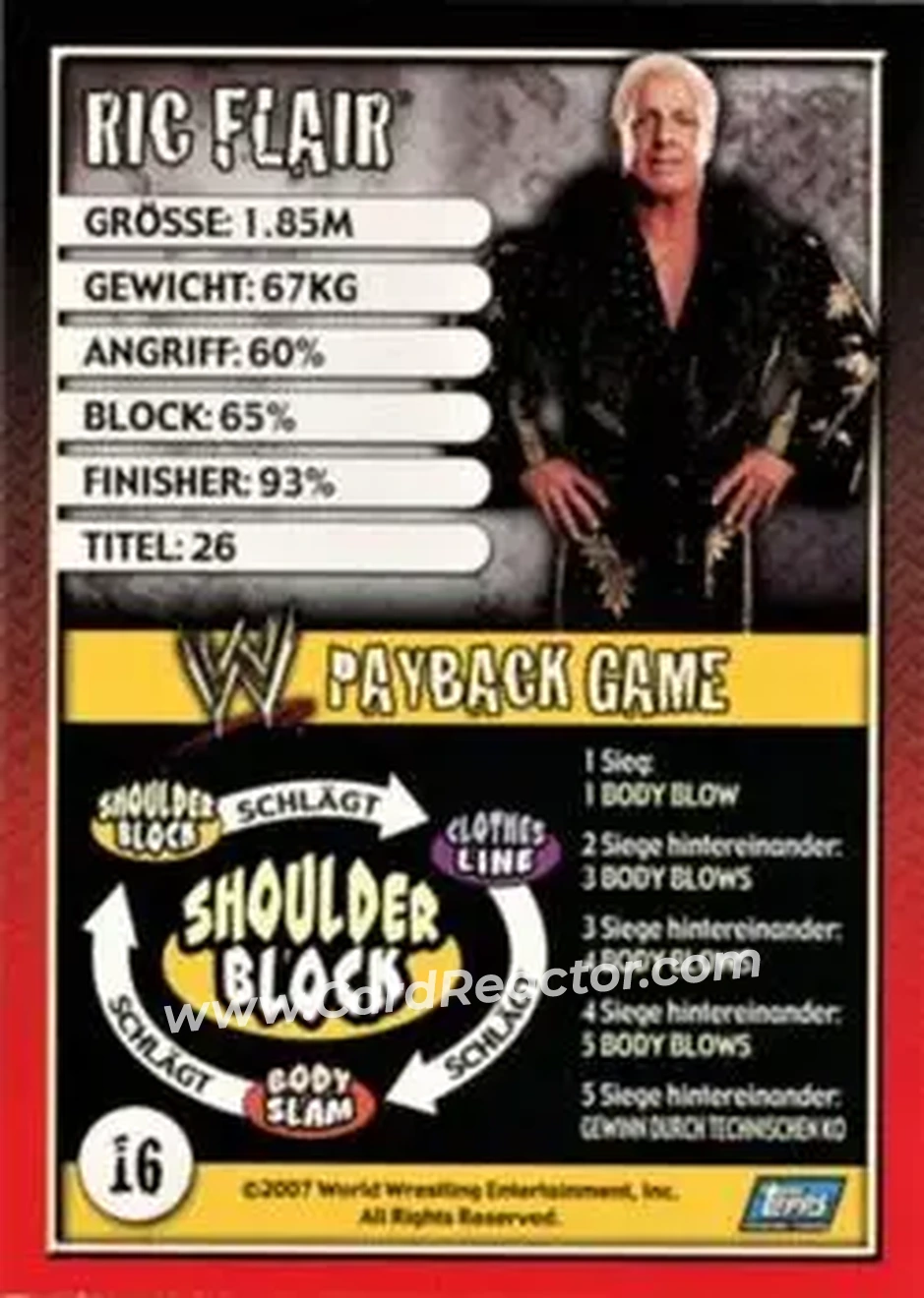 2006 Topps WWE Payback (German Edition) #16 - Ric Flair - Back