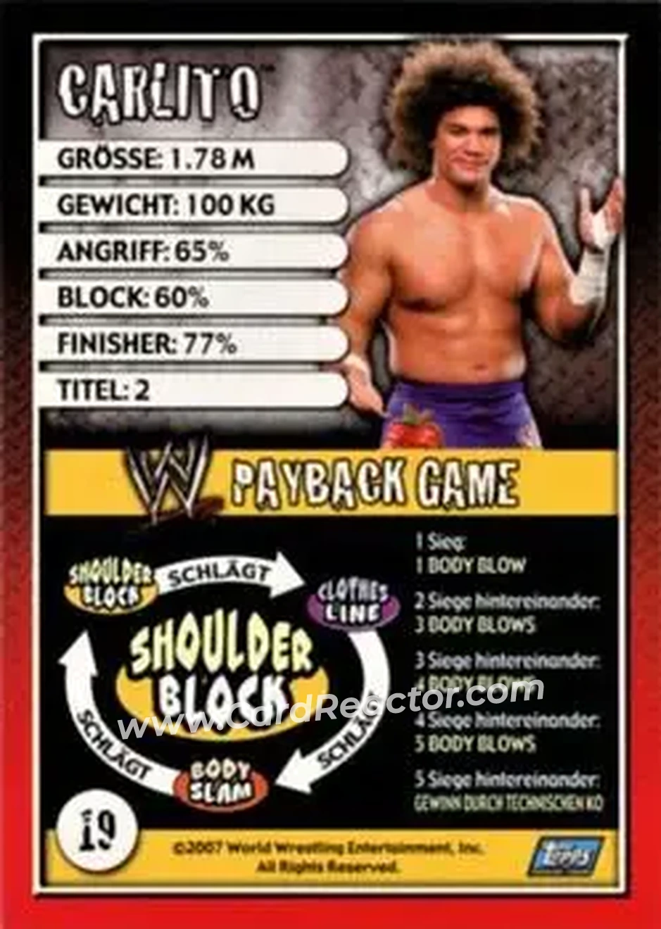 2006 Topps WWE Payback (German Edition) #19 - Carlito - Back
