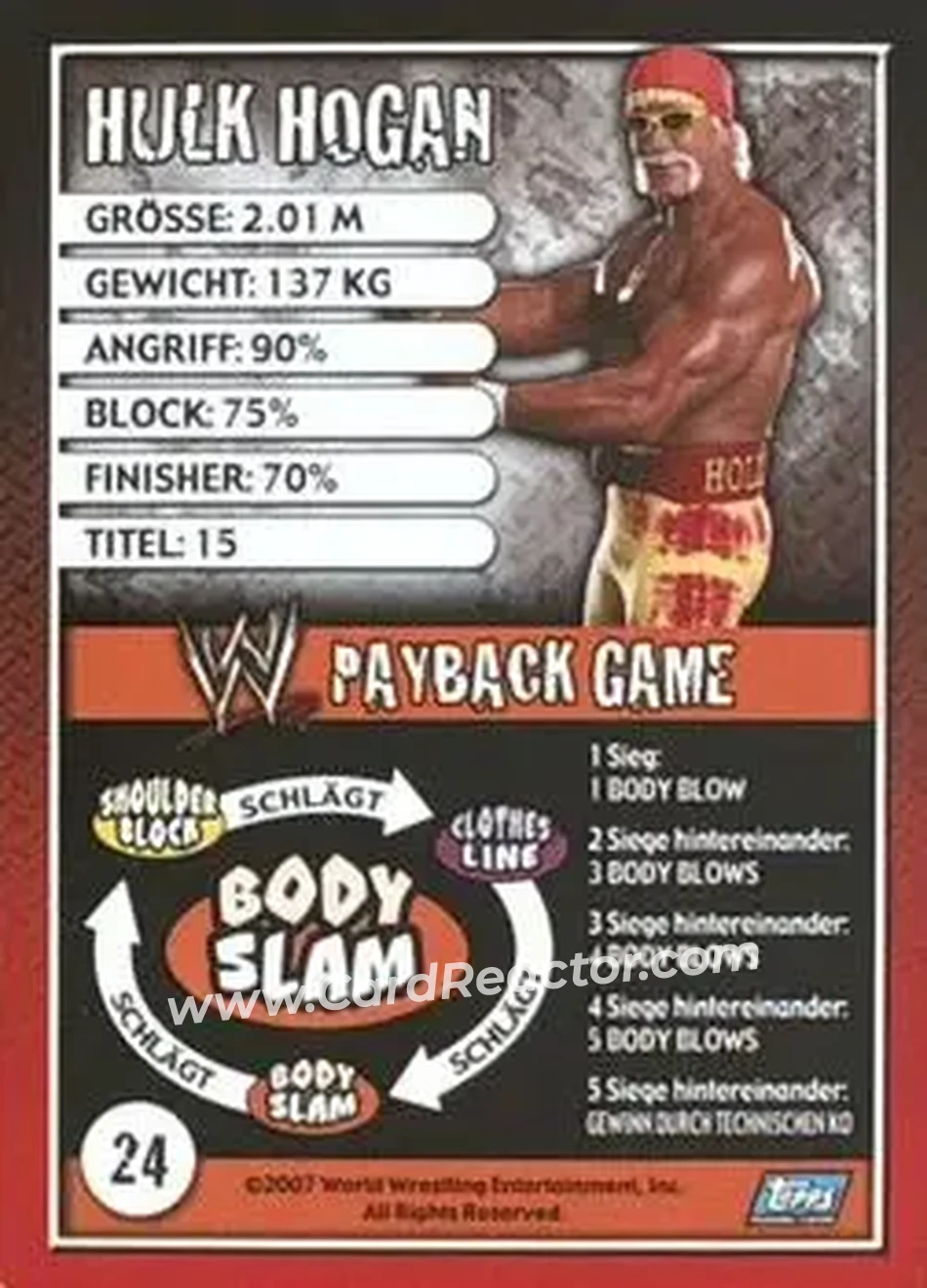 2006 Topps WWE Payback (German Edition) #24 - Hulk Hogan - Back