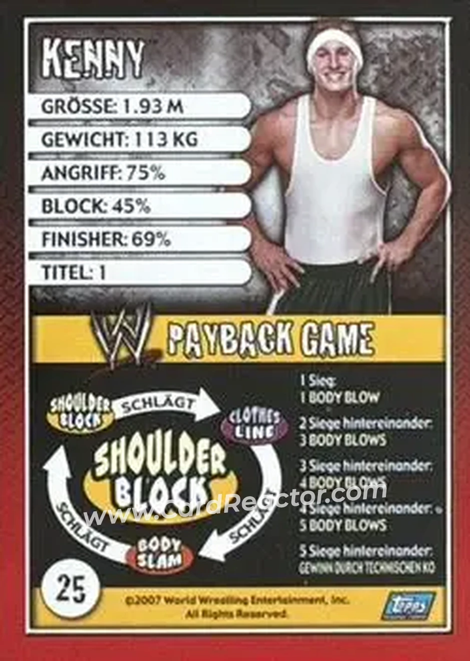 2006 Topps WWE Payback (German Edition) #25 - Kenny Dykstra - Back