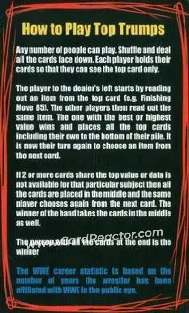 2006 Top Trumps Specials WWE Superstars 2 #NNO - Title Card - Back