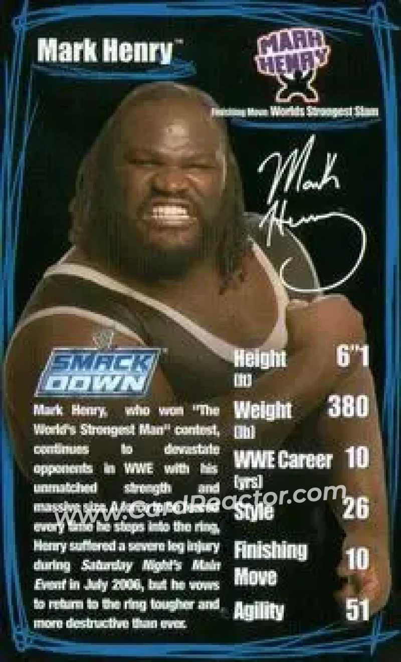 2006 Top Trumps Specials WWE Superstars 2 #NNO - Mark Henry - Front