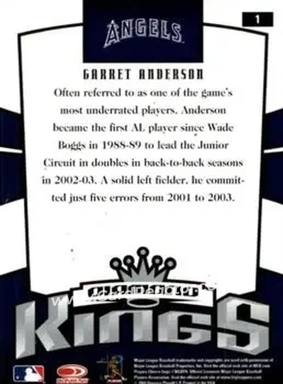 2005 Donruss #1 - Garret Anderson - Anaheim Angels - Back 2005 Donruss #1 - Garret Anderson - Anaheim Angels - Back