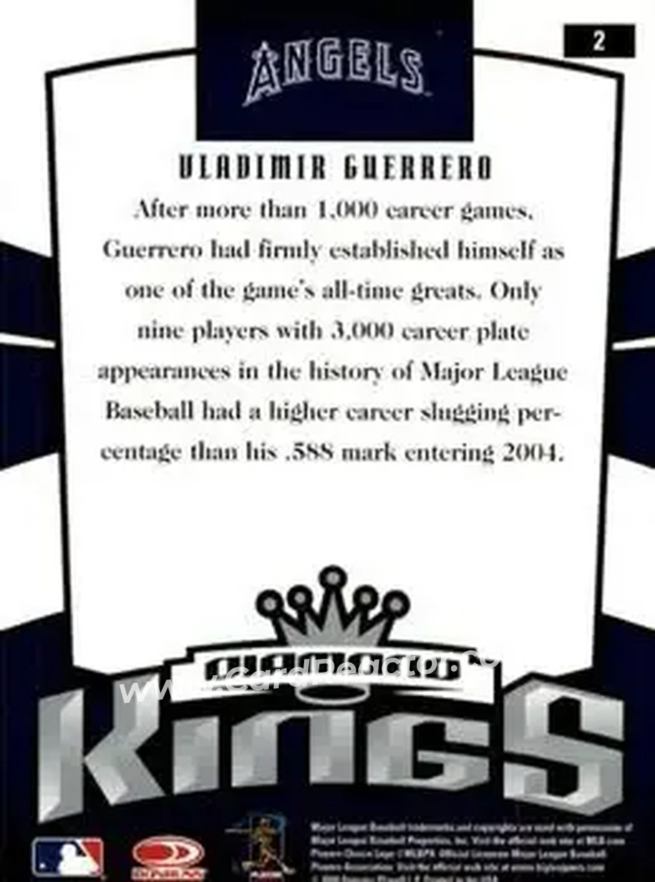 2005 Donruss #2 - Vladimir Guerrero - Anaheim Angels - Back 2005 Donruss #2 - Vladimir Guerrero - Anaheim Angels - Back