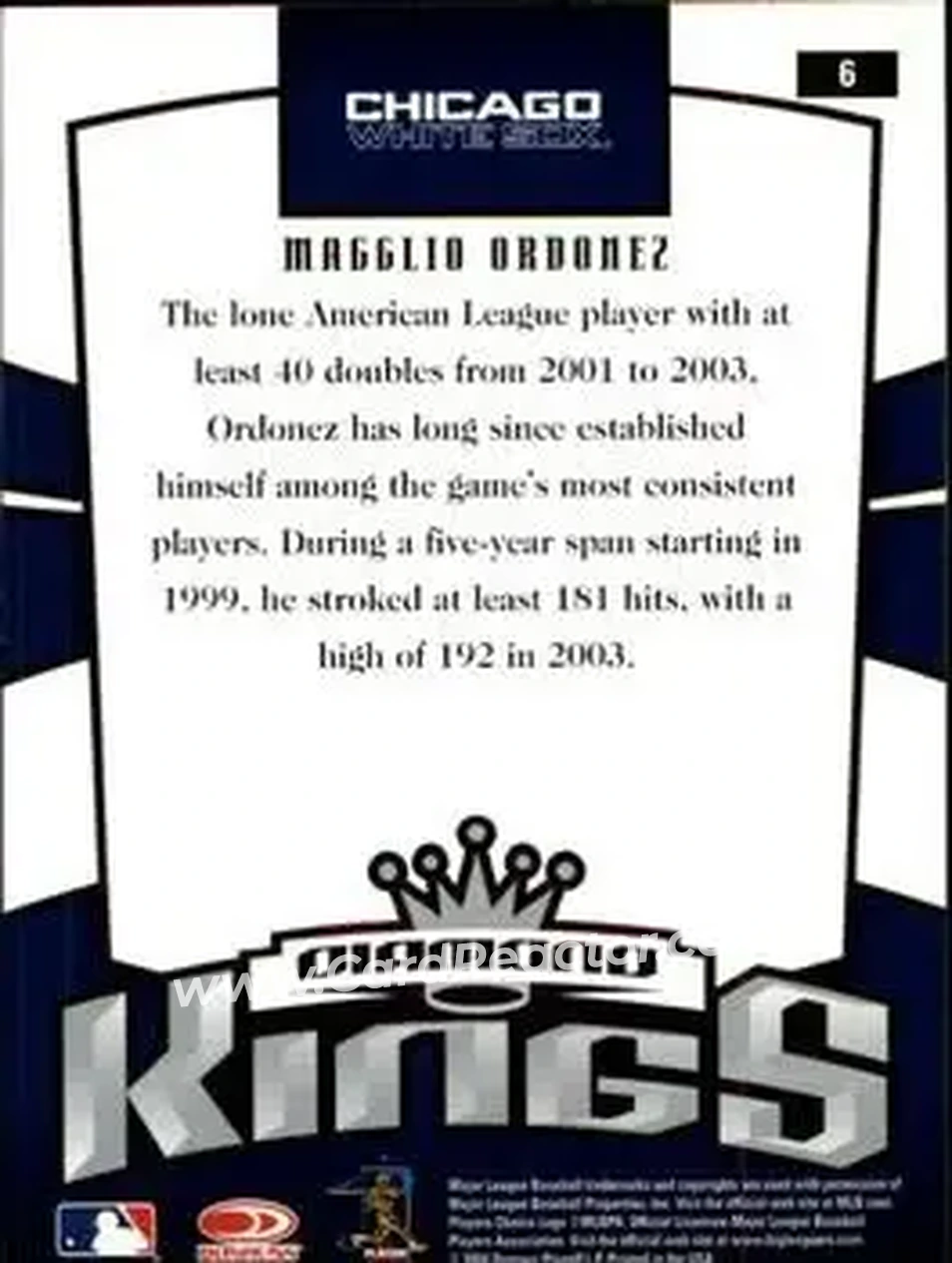 2005 Donruss #6 - Magglio Ordonez - Chicago White Sox - Back