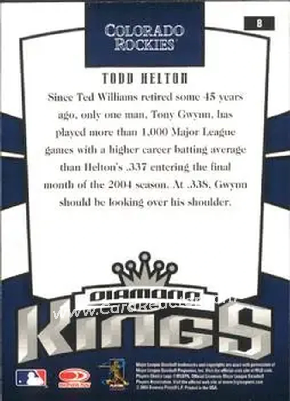 2005 Donruss #8 - Todd Helton - Colorado Rockies - Back 2005 Donruss #8 - Todd Helton - Colorado Rockies - Back