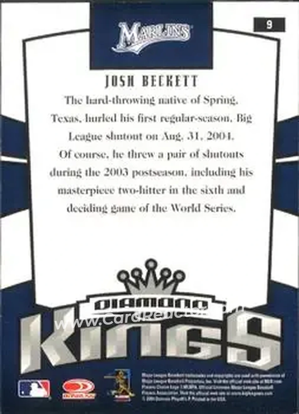 2005 Donruss #9 - Josh Beckett - Florida Marlins - Back 2005 Donruss #9 - Josh Beckett - Florida Marlins - Back