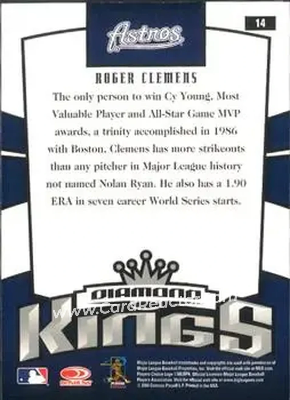 2005 Donruss #14 - Roger Clemens - Houston Astros - Back 2005 Donruss #14 - Roger Clemens - Houston Astros - Back