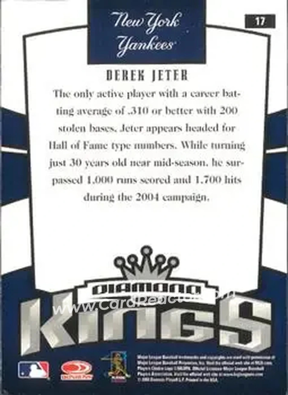 2005 Donruss #17 - Derek Jeter - New York Yankees - Back