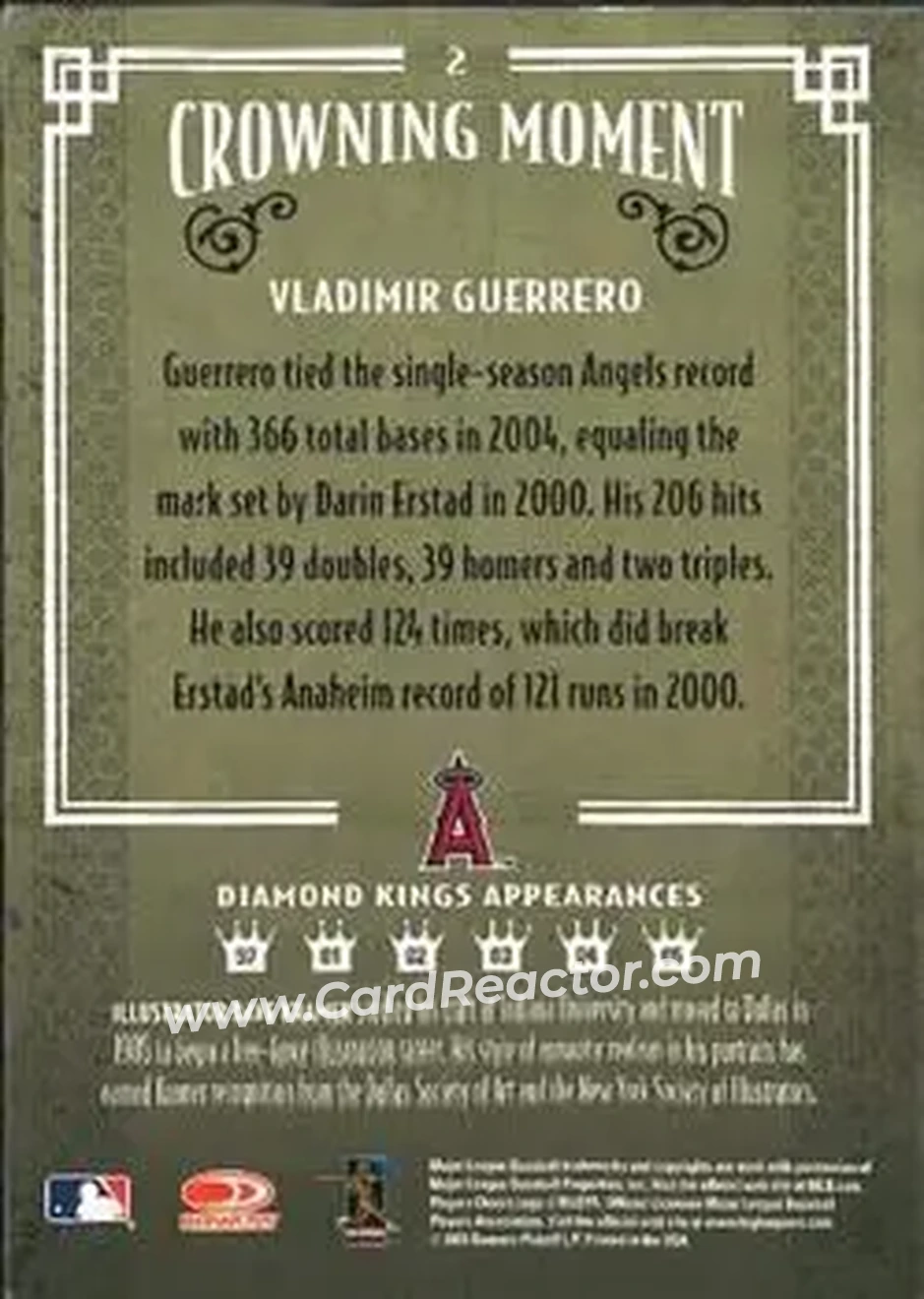 2005 Donruss Diamond Kings #2 - Vladimir Guerrero - Anaheim Angels - Back