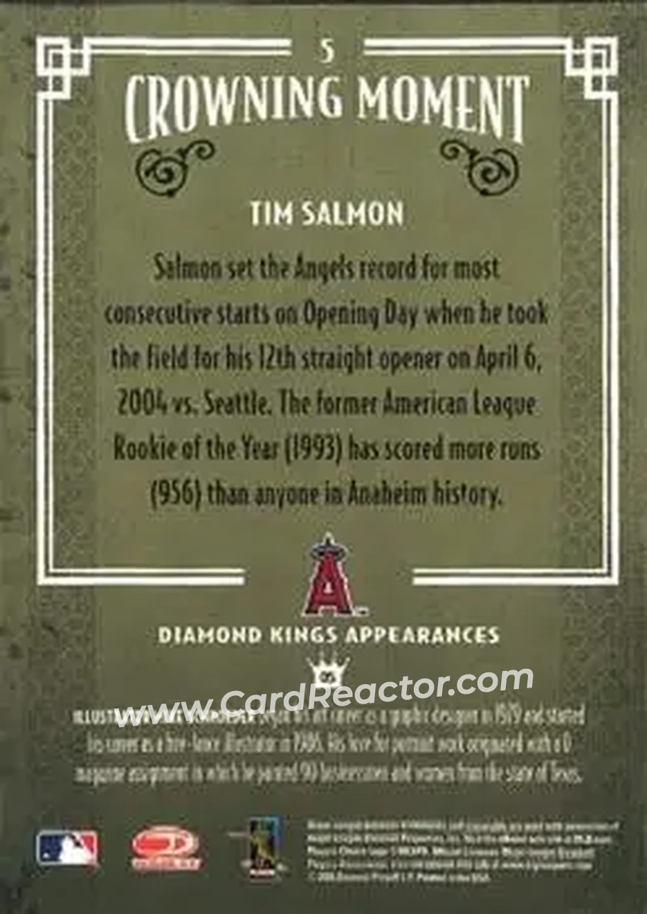 2005 Donruss Diamond Kings #5 - Tim Salmon - Anaheim Angels - Back 2005 Donruss Diamond Kings #5 - Tim Salmon - Anaheim Angels - Back