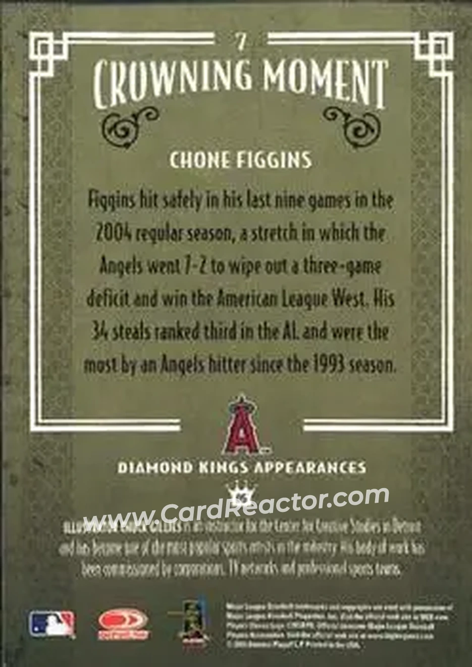 2005 Donruss Diamond Kings #7 - Chone Figgins - Anaheim Angels - Back