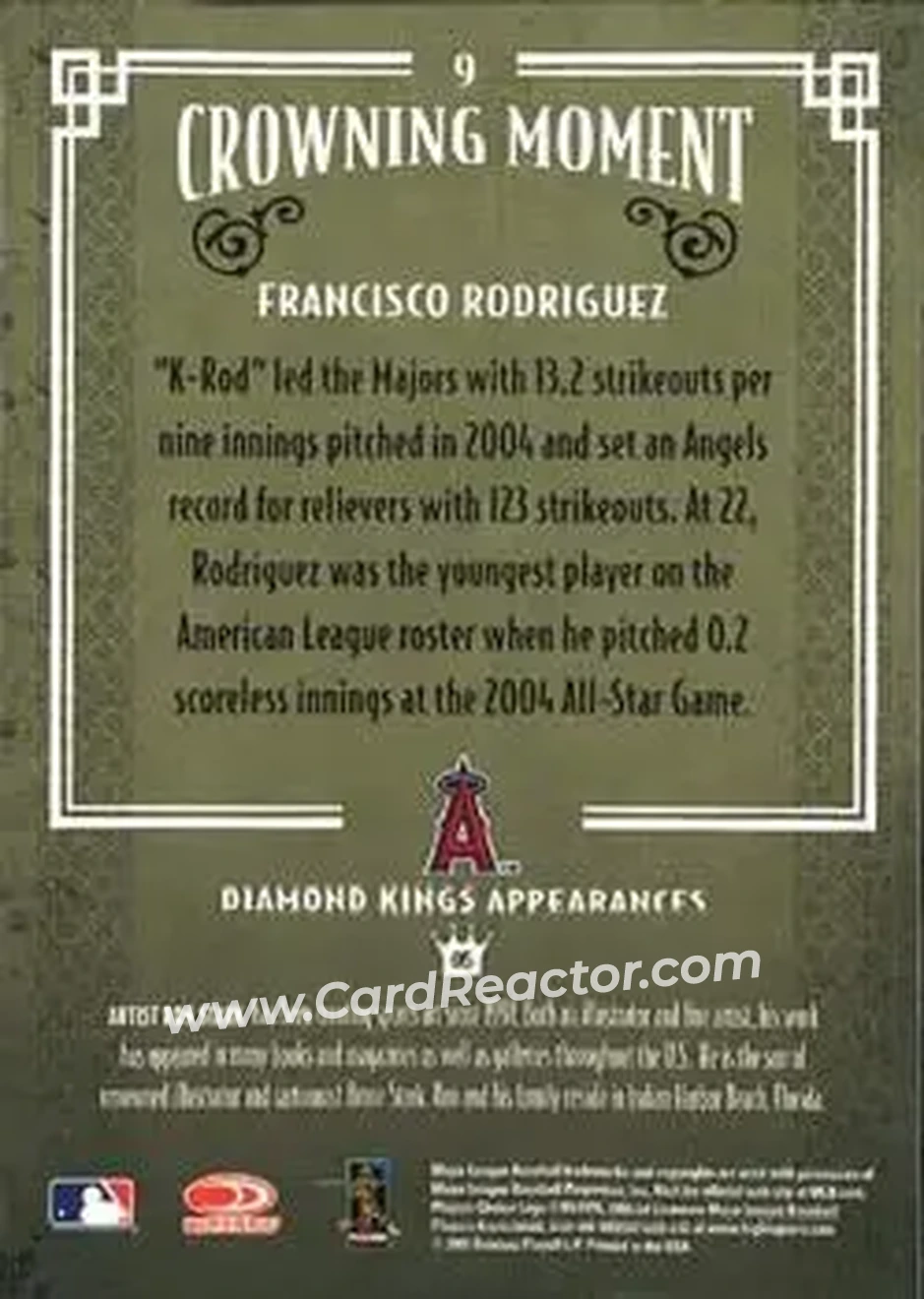 2005 Donruss Diamond Kings #9 - Francisco Rodriguez - Anaheim Angels - Back