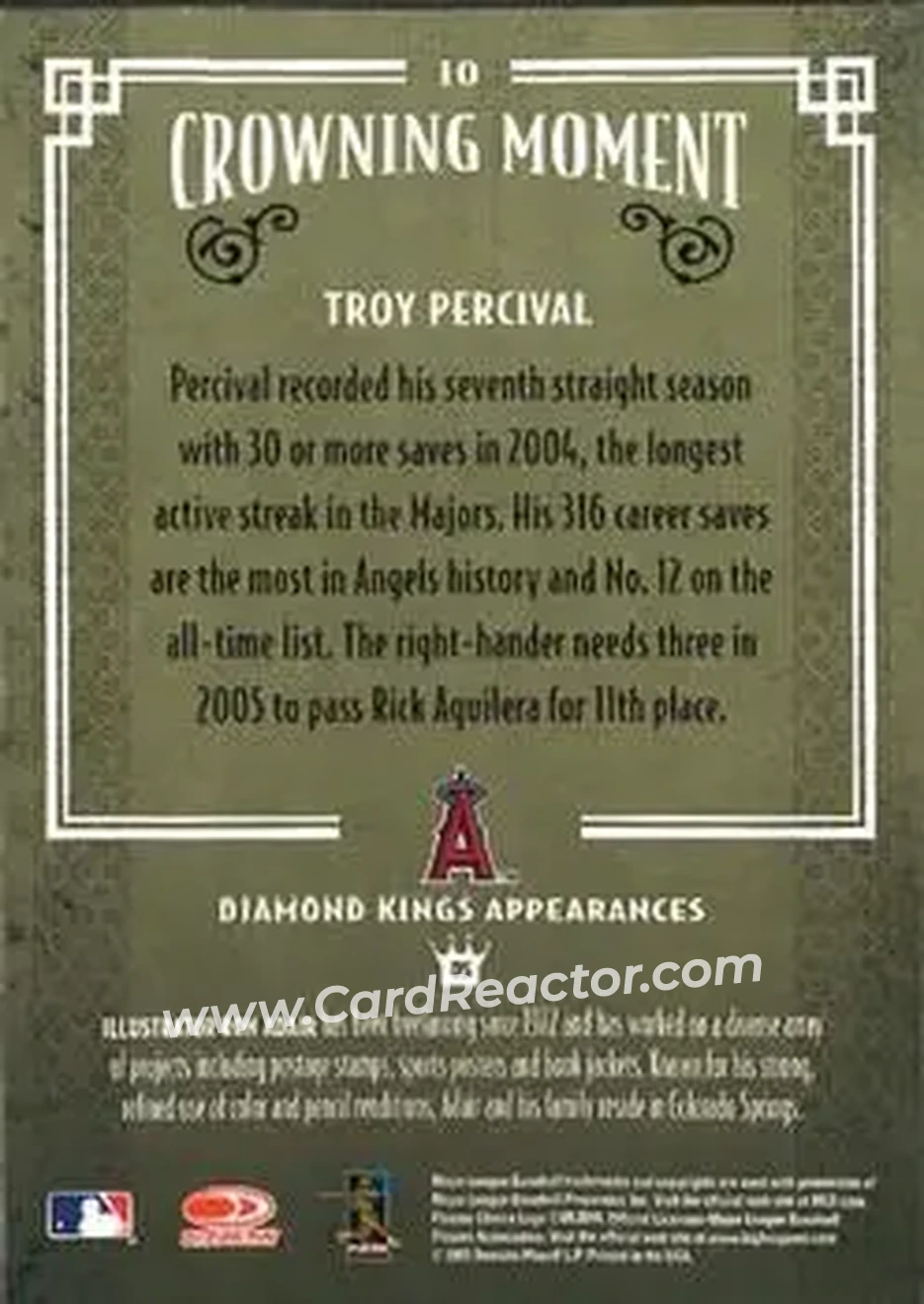 2005 Donruss Diamond Kings #10 - Troy Percival - Anaheim Angels - Back 2005 Donruss Diamond Kings #10 - Troy Percival - Anaheim Angels - Back