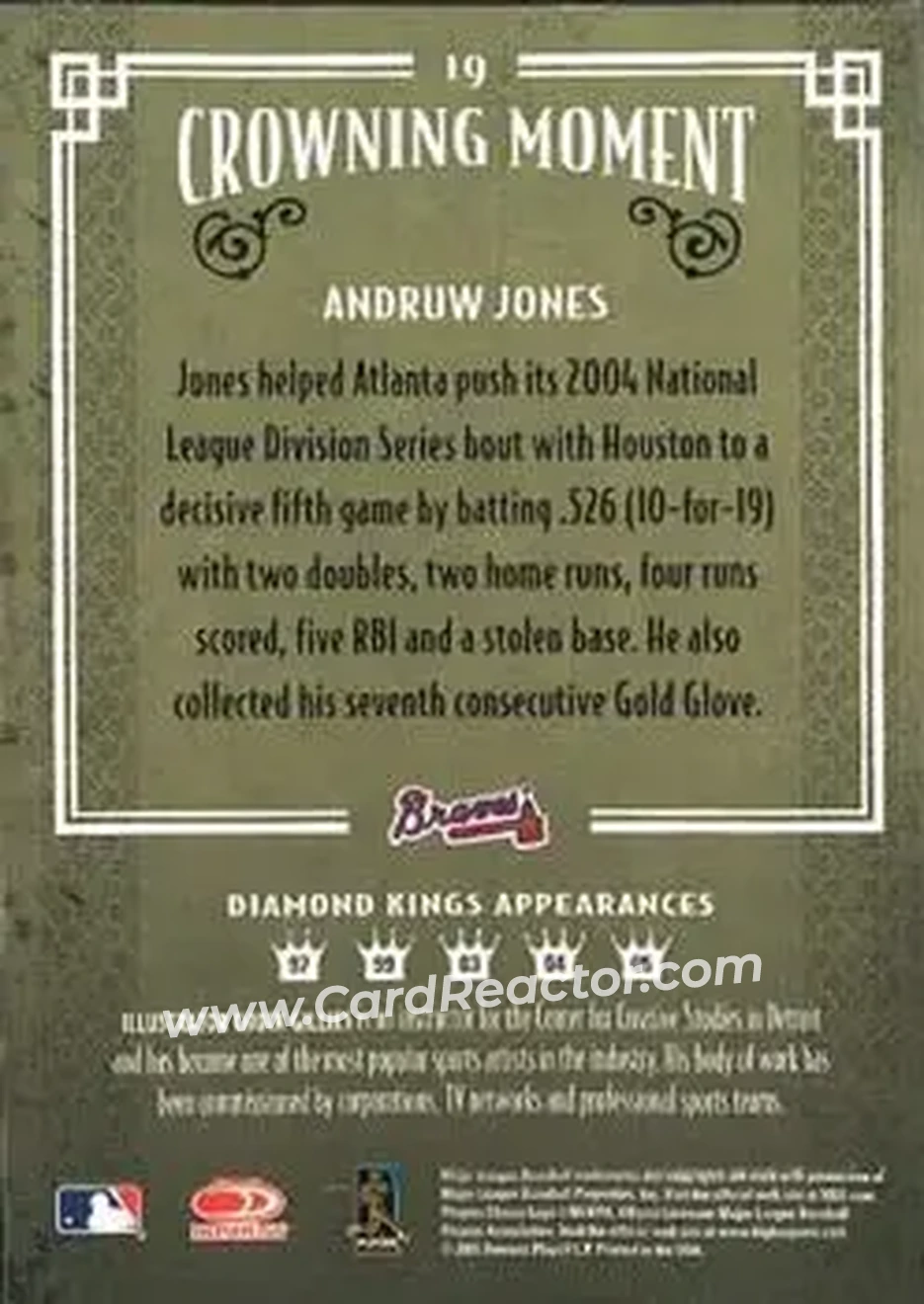 2005 Donruss Diamond Kings #19 - Andruw Jones - Atlanta Braves - Back