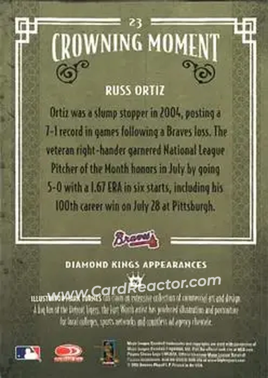 2005 Donruss Diamond Kings #23 - Russ Ortiz - Atlanta Braves - Back 2005 Donruss Diamond Kings #23 - Russ Ortiz - Atlanta Braves - Back