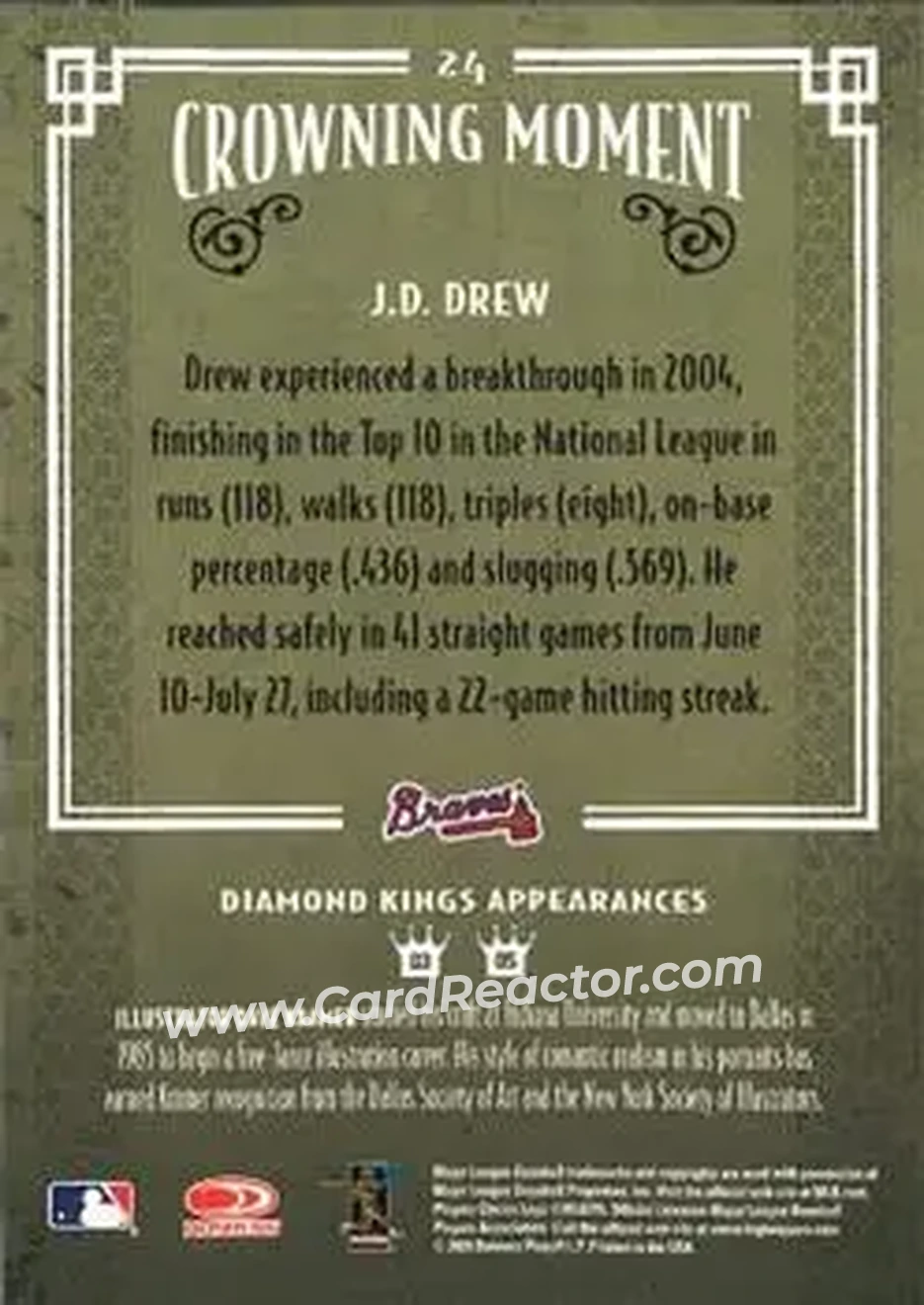 2005 Donruss Diamond Kings #24 - J.D. Drew - Atlanta Braves - Back