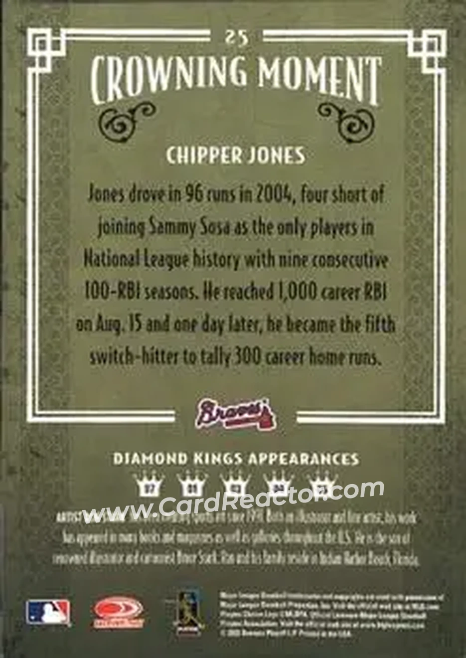 2005 Donruss Diamond Kings #25 - Chipper Jones - Atlanta Braves - Back