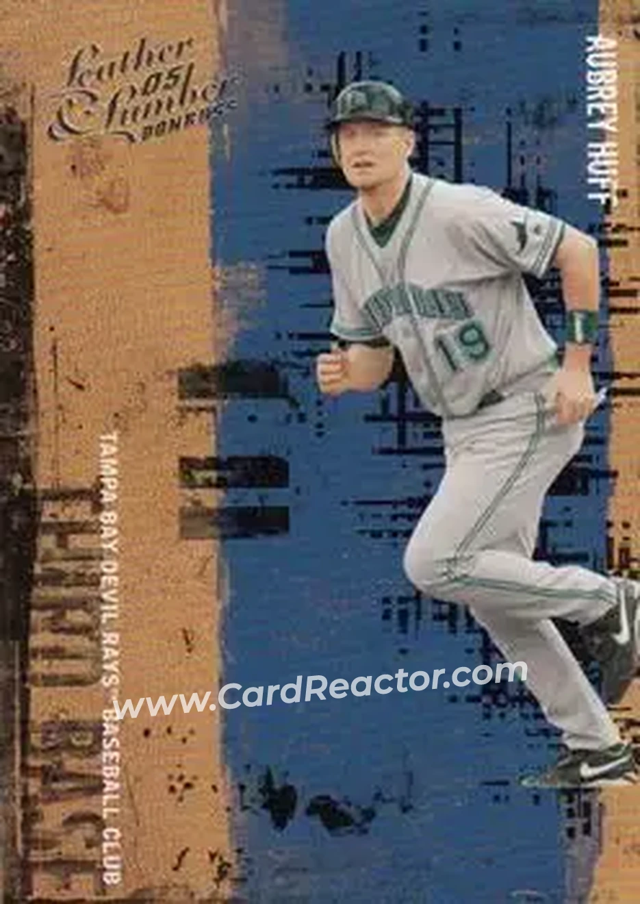 2005 Donruss Leather & Lumber #10 - Aubrey Huff - Tampa Bay Devil Rays - Front