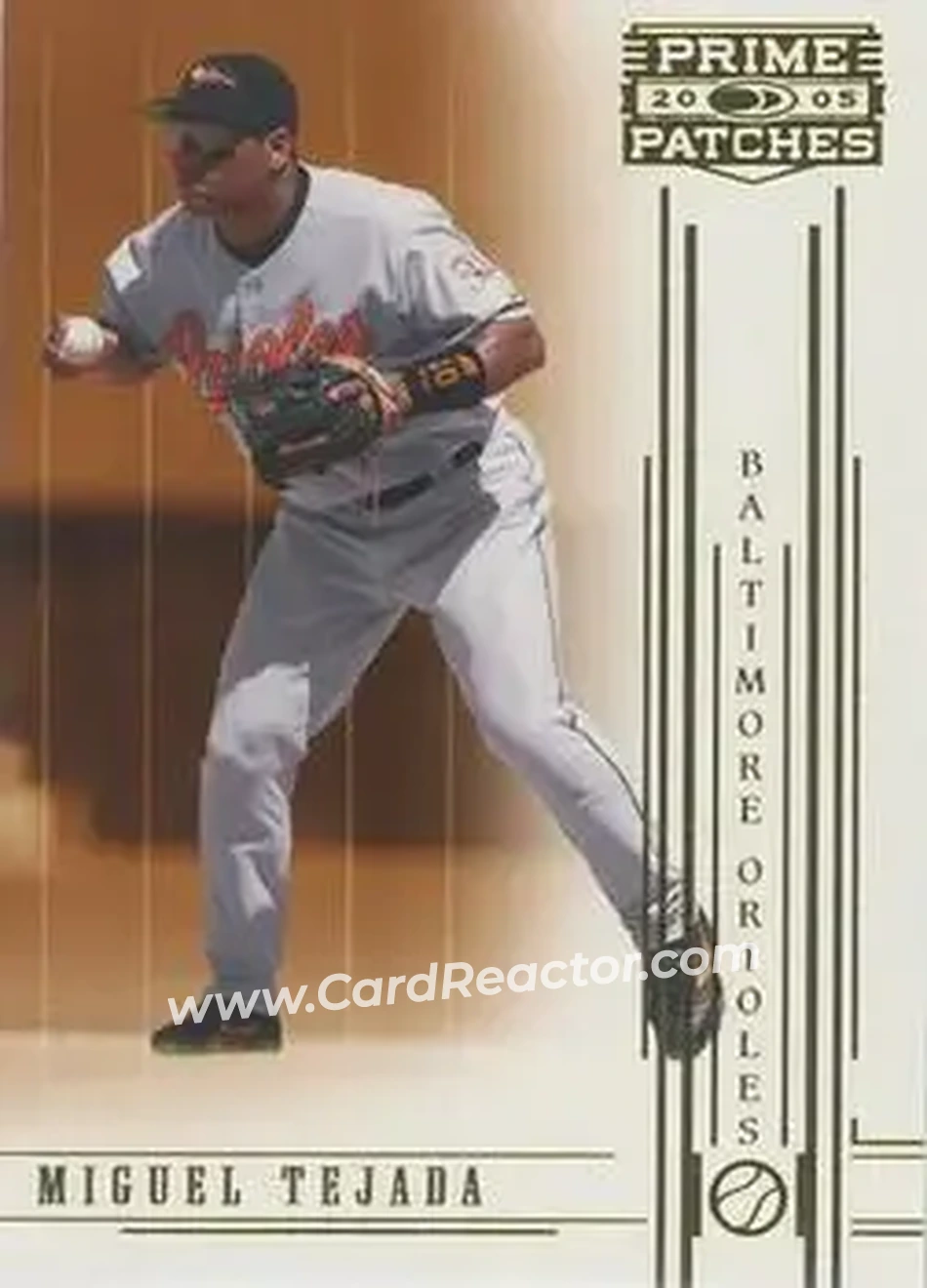 2005 Donruss Prime Patches #13 - Miguel Tejada - Baltimore Orioles - Front