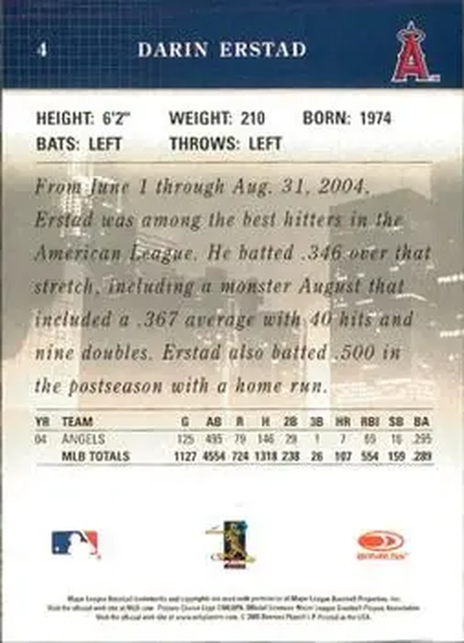 2005 Donruss Studio #4 - Darin Erstad - Los Angeles Angels - Back