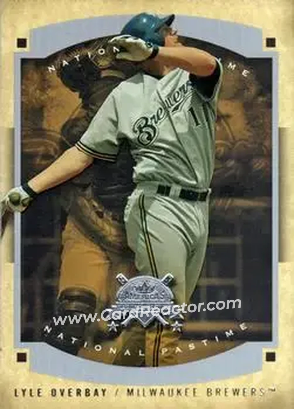 2005 Fleer National Pastime #9 - Lyle Overbay - Milwaukee Brewers - Front