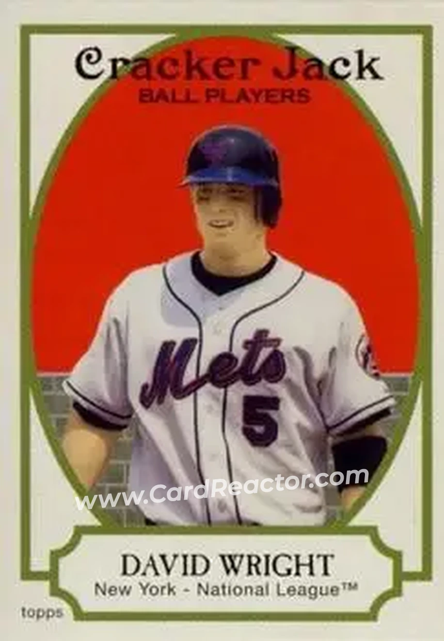 2005 Topps Cracker Jack #1 - David Wright - New York Mets - Front 2005 Topps Cracker Jack #1 - David Wright - New York Mets - Front