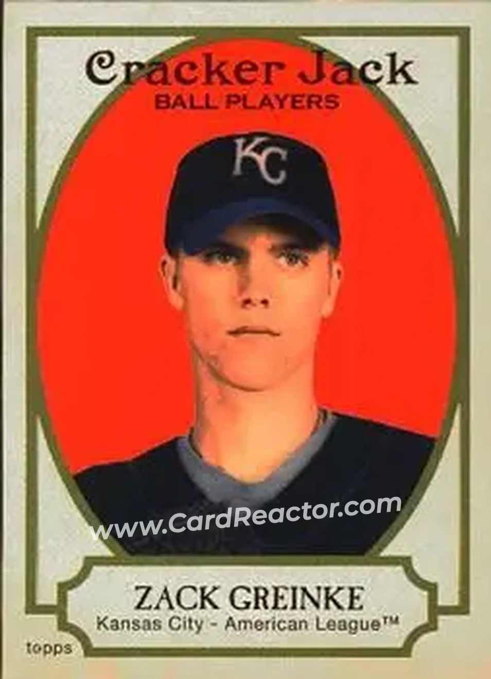 2005 Topps Cracker Jack #13 - Zack Greinke - Kansas City Royals - Front 2005 Topps Cracker Jack #13 - Zack Greinke - Kansas City Royals - Front