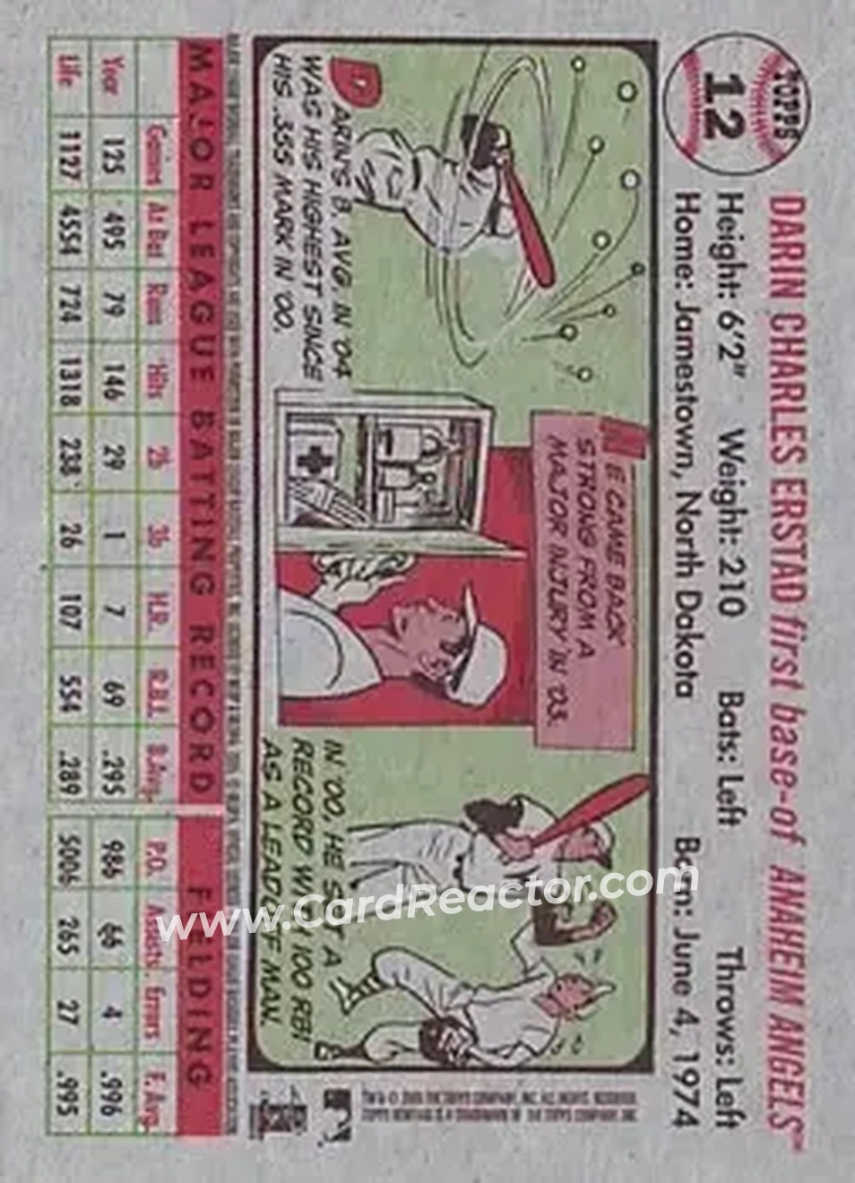 2005 Topps Heritage #12 - Darin Erstad - Anaheim Angels - Back