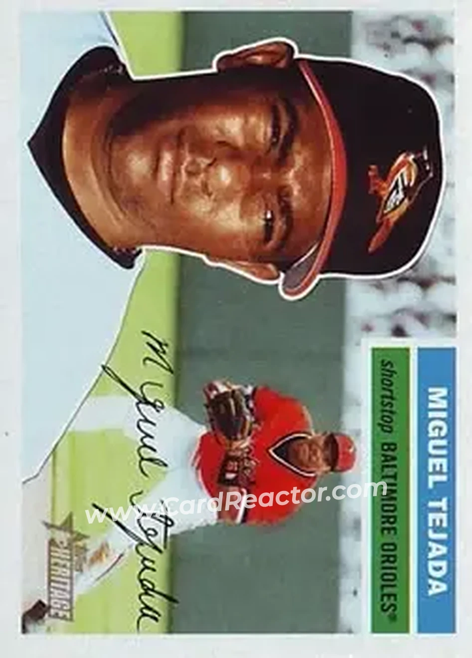 2005 Topps Heritage #15 - Miguel Tejada - Baltimore Orioles - Front