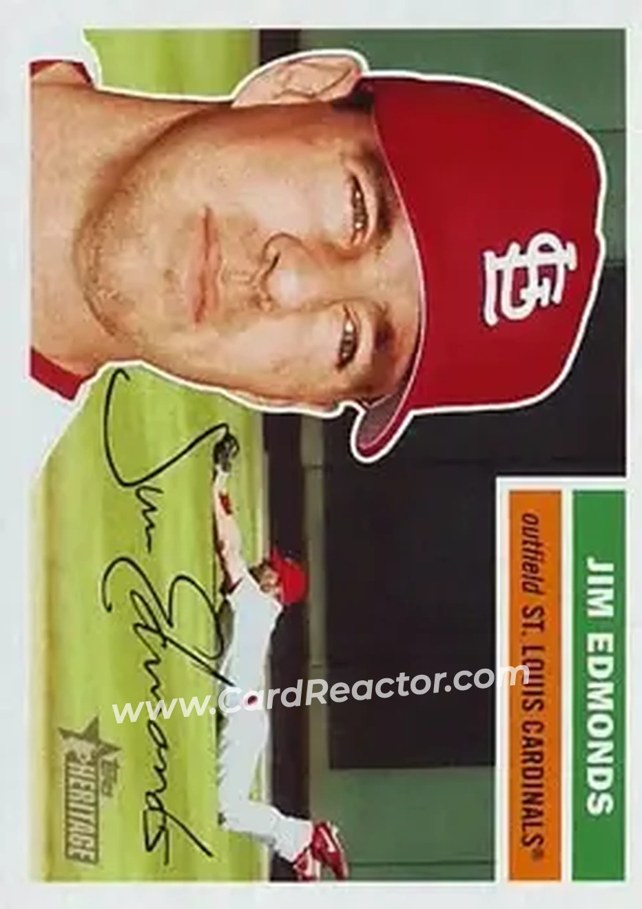 2005 Topps Heritage #20 - Jim Edmonds - St. Louis Cardinals - Front 2005 Topps Heritage #20 - Jim Edmonds - St. Louis Cardinals - Front