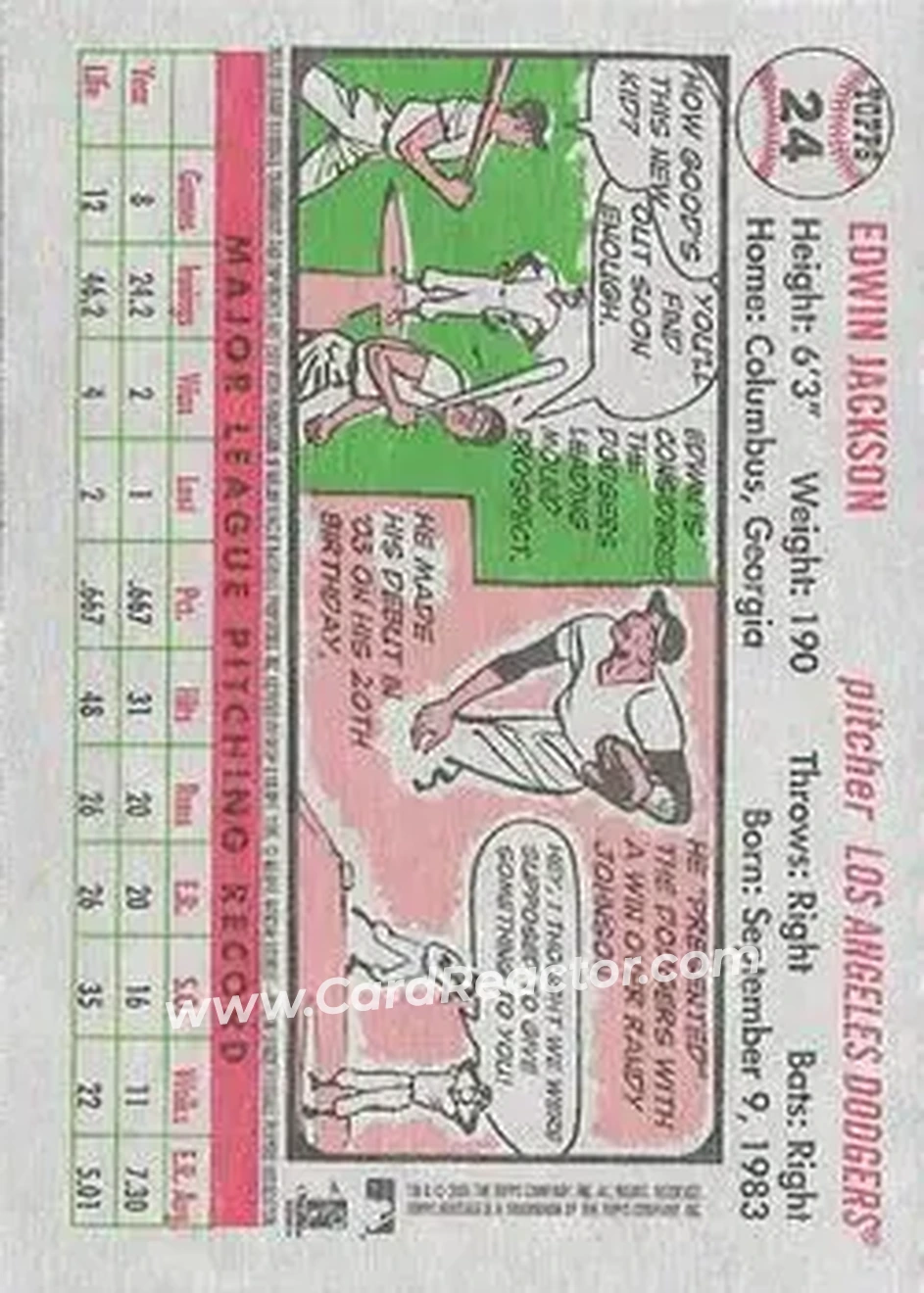2005 Topps Heritage #24b - Edwin Jackson - Los Angeles Dodgers - Back