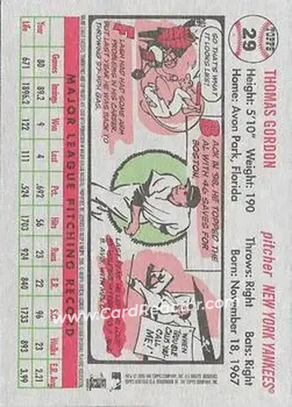 2005 Topps Heritage #29b - Tom Gordon - New York Yankees - Back 2005 Topps Heritage #29b - Tom Gordon - New York Yankees - Back