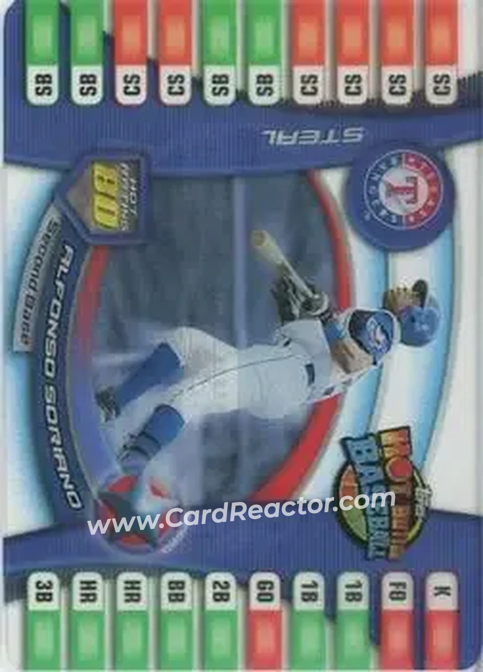 2005 Topps Hot Button #28 - Alfonso Soriano - Texas Rangers - Front