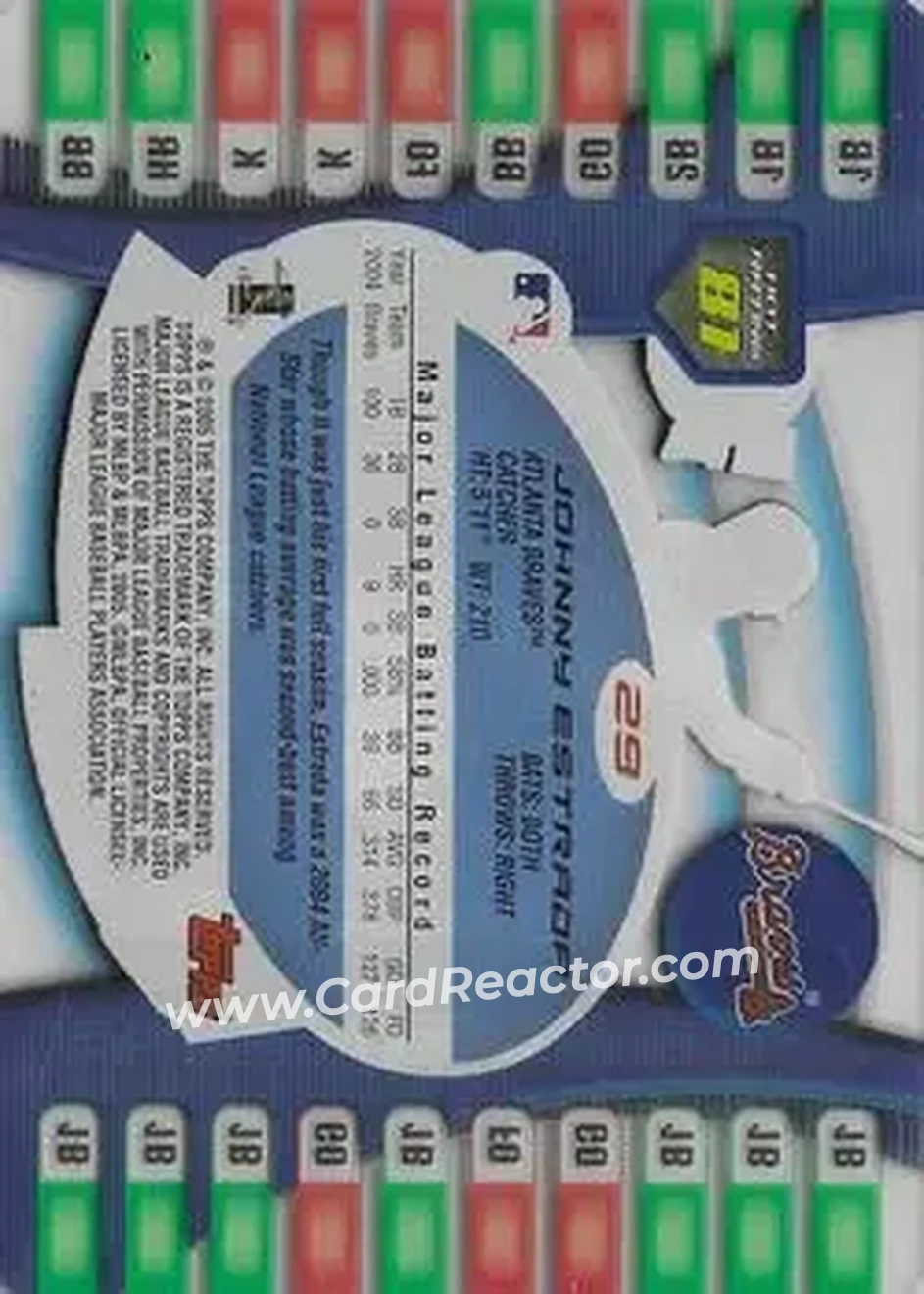 2005 Topps Hot Button #29 - Johnny Estrada - Atlanta Braves - Back