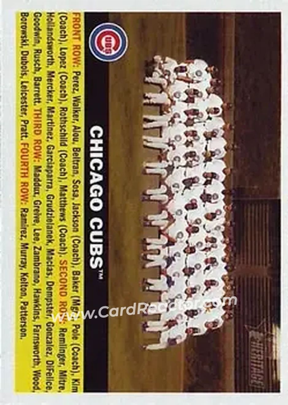2005 Topps Heritage #11 - Chicago Cubs - Chicago Cubs - Front
