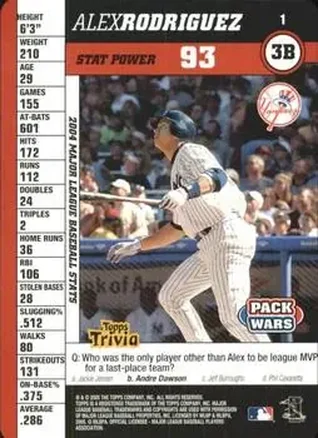 2005 Topps Pack Wars #1 - Alex Rodriguez - New York Yankees