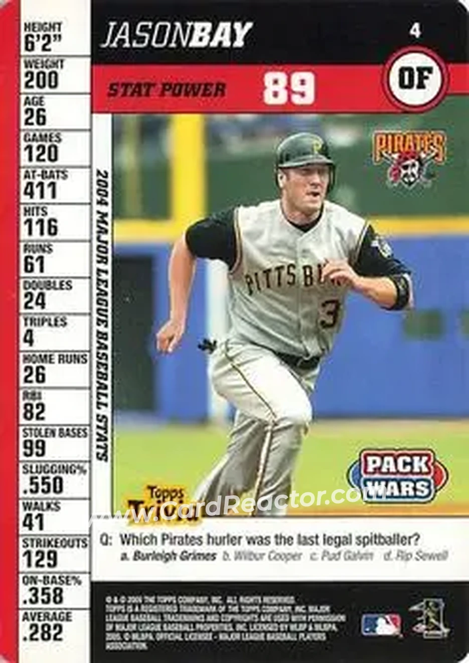 2005 Topps Pack Wars #4 - Jason Bay - Pittsburgh Pirates - Front