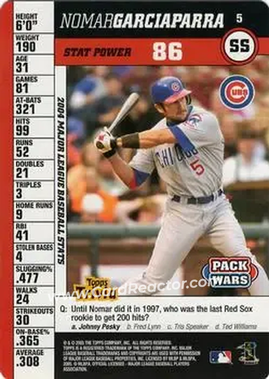 2005 Topps Pack Wars #5 - Nomar Garciaparra - Chicago Cubs - Front