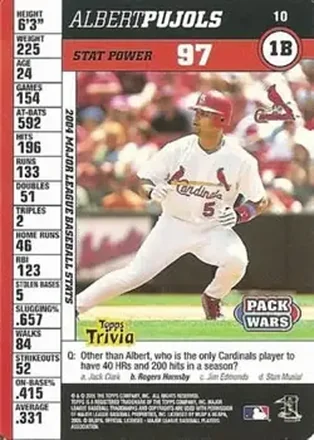 2005 Topps Pack Wars #10 - Albert Pujols - St. Louis Cardinals