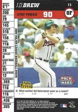 2005 Topps Pack Wars #13 - J.D. Drew - Atlanta Braves
