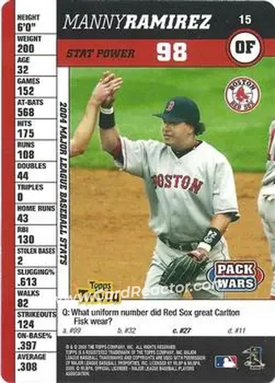 2005 Topps Pack Wars #15 - Manny Ramirez - Boston Red Sox - Front