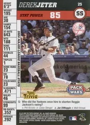 2005 Topps Pack Wars #25 - Derek Jeter - New York Yankees