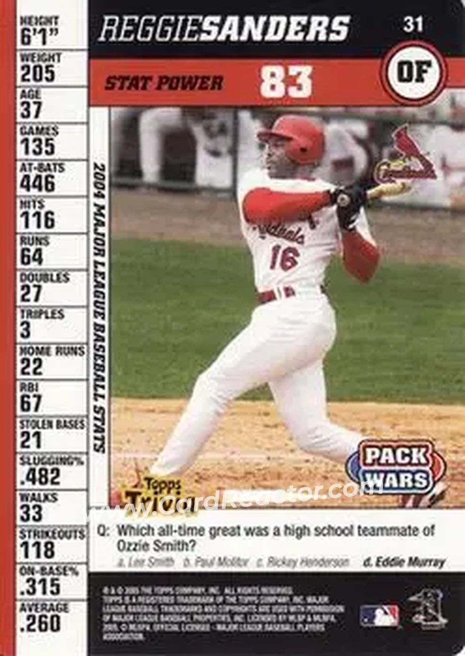 2005 Topps Pack Wars #31 - Reggie Sanders - St. Louis Cardinals - Front