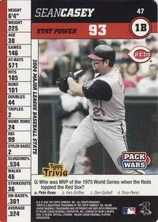 2005 Topps Pack Wars #47 - Sean Casey - Cincinnati Reds