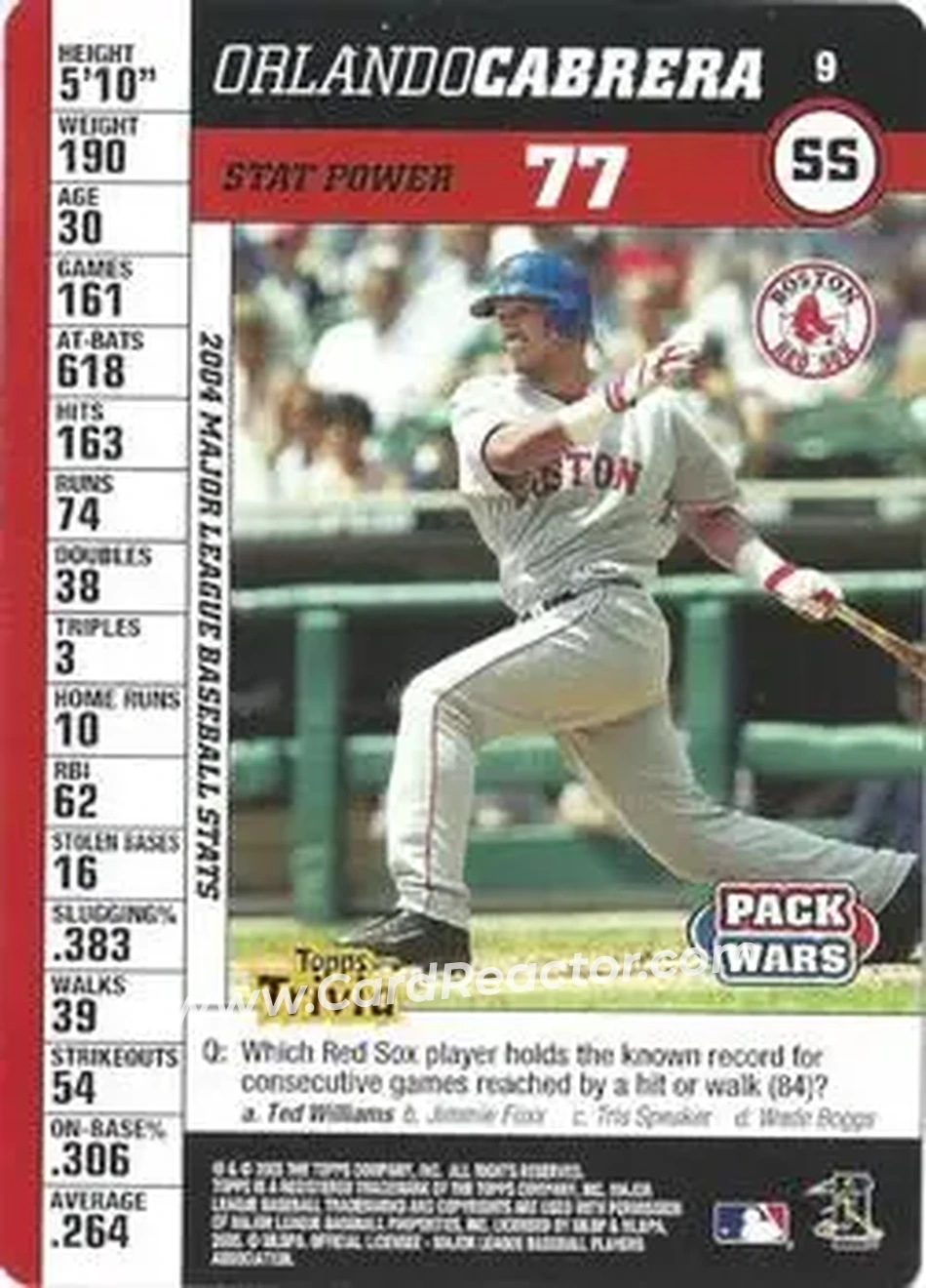 2005 Topps Pack Wars #9 - Orlando Cabrera - Boston Red Sox - Front