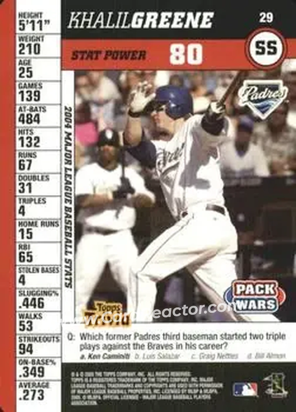 2005 Topps Pack Wars #29 - Khalil Greene - San Diego Padres - Front