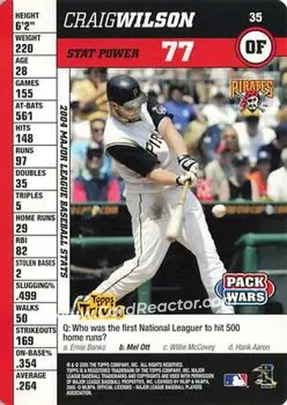 2005 Topps Pack Wars #35 - Craig Wilson - Pittsburgh Pirates - Front
