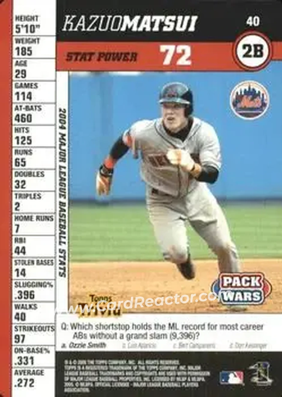 2005 Topps Pack Wars #40 - Kazuo Matsui - New York Mets - Front