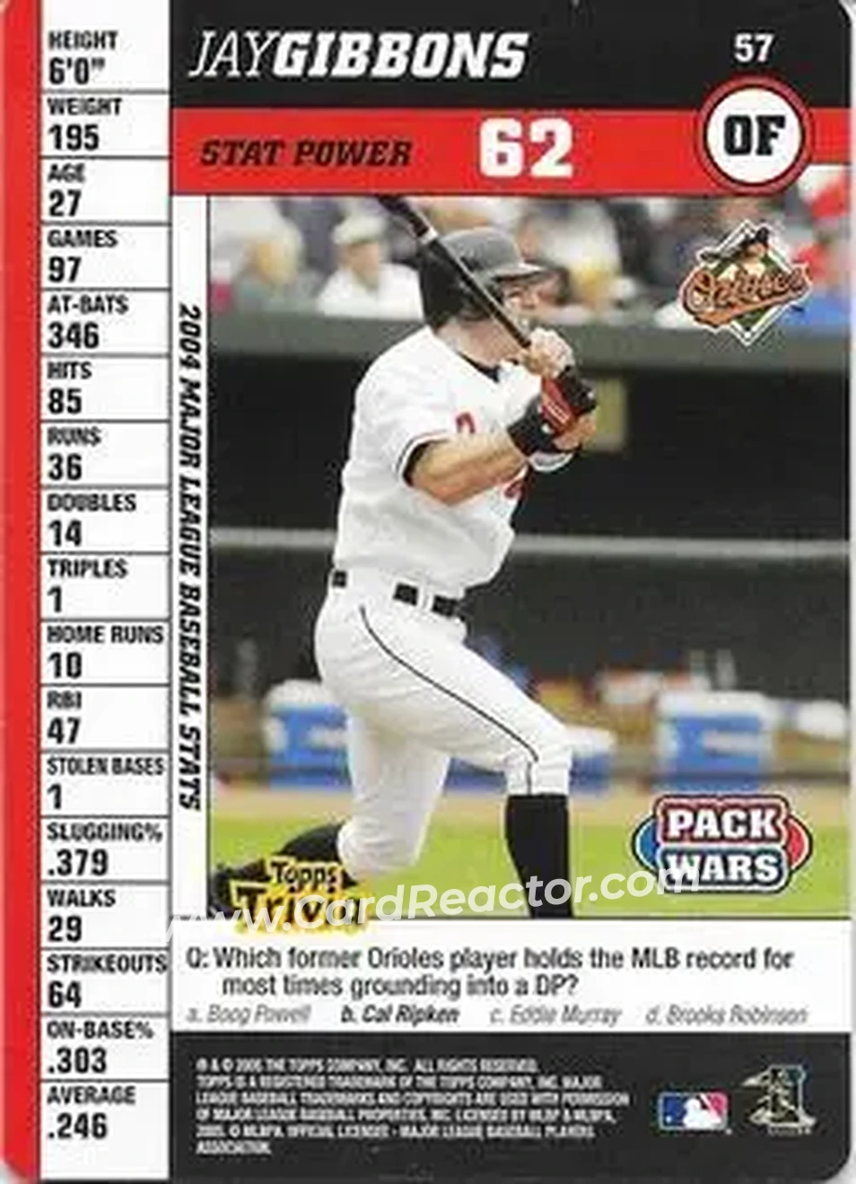 2005 Topps Pack Wars #57 - Jay Gibbons - Baltimore Orioles - Front